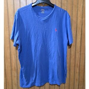Polo Ralph Lauren‎ V-Neck T-Shirt Blue Soft Cotton Casual Top Mens Sz L